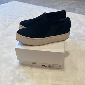 Vince Women's Black Suede Slip-On Platform Sneakers